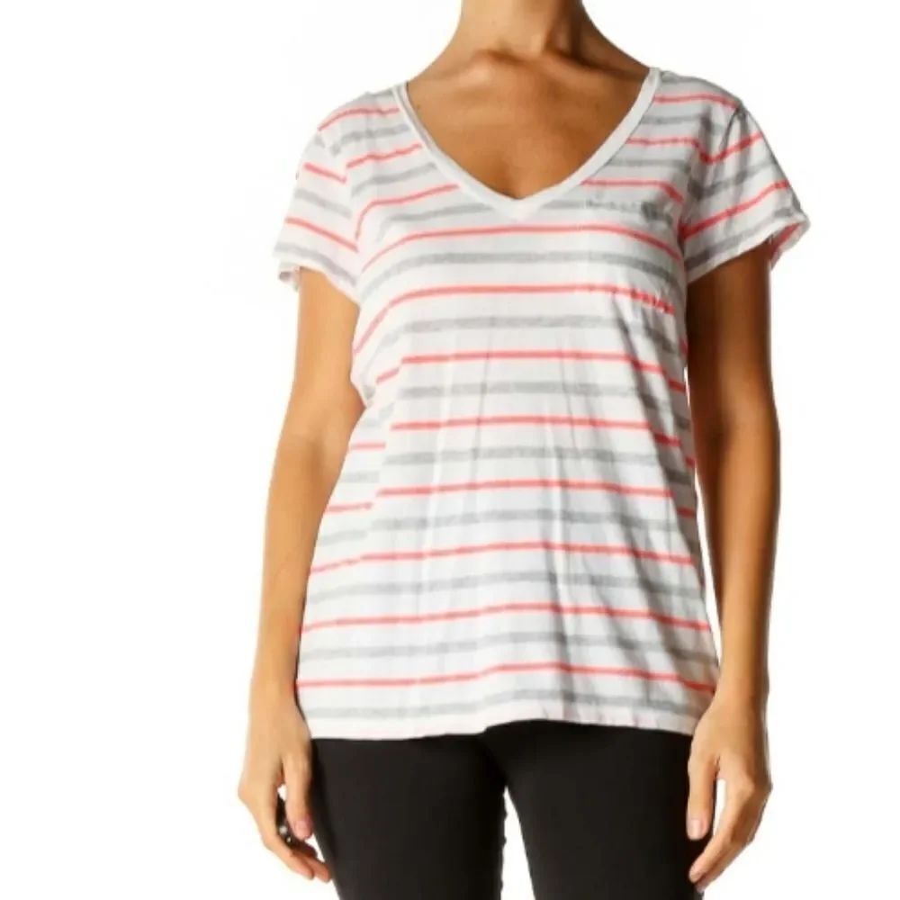 GAP V-NECK WOMEN'S STRIPED SHORT SLEEVE T-SHIRT